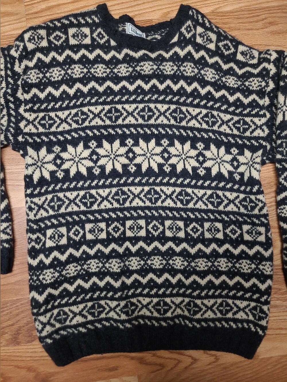 Vintage LL Bean Wool Sweater Mens Large Fair Isle Nordic Knit Made In Scotland
